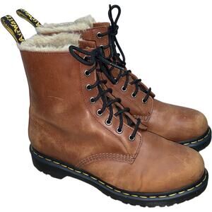 Dr. Marten's 1460 SERENA Brown Leather Fur Lined Combat Boots    Size: US 10